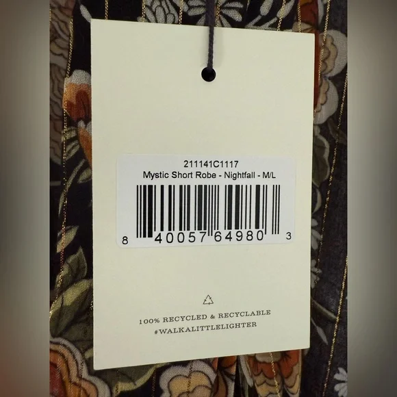 SPELL Mystic Nightfall Short Robe Kimono size M/L New with Tags - Picture 9 of 12